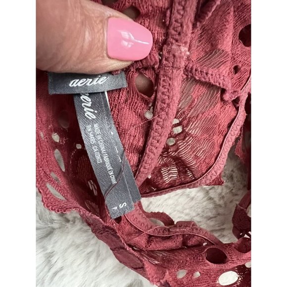 Aerie Bra Bralette Lined Rust Colored Small Lace euc - Picture 4 of 4